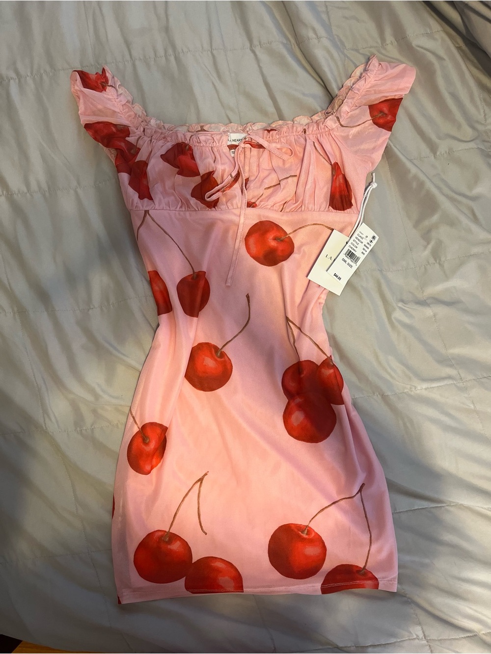 NWT PacSun Pink Mini Dress with Red Cherry Print